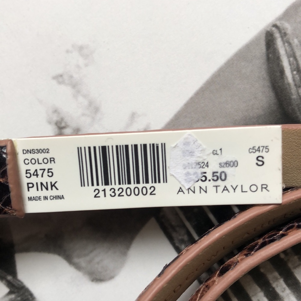 NWT • F R E E • ANN TAYLOR • Leather Snake Animal Skinny Belt w/ Gold Buckle - Picture 6 of 14